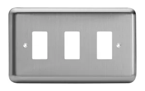 Varilight XSPGY3 PowerGrid Matt Chrome 3 Gang Grid Plate (Twin Plate)