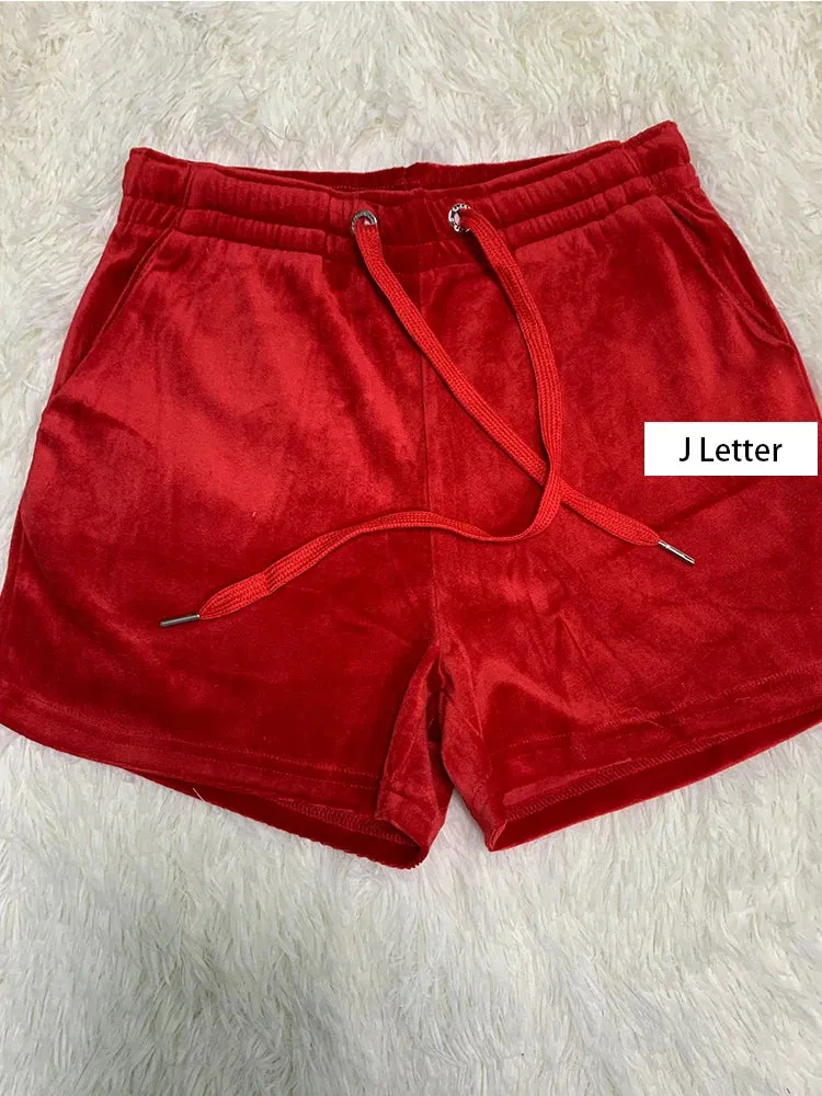 Velvet Sporty Shorts for Workout Fitness Tracksuit Sportwear