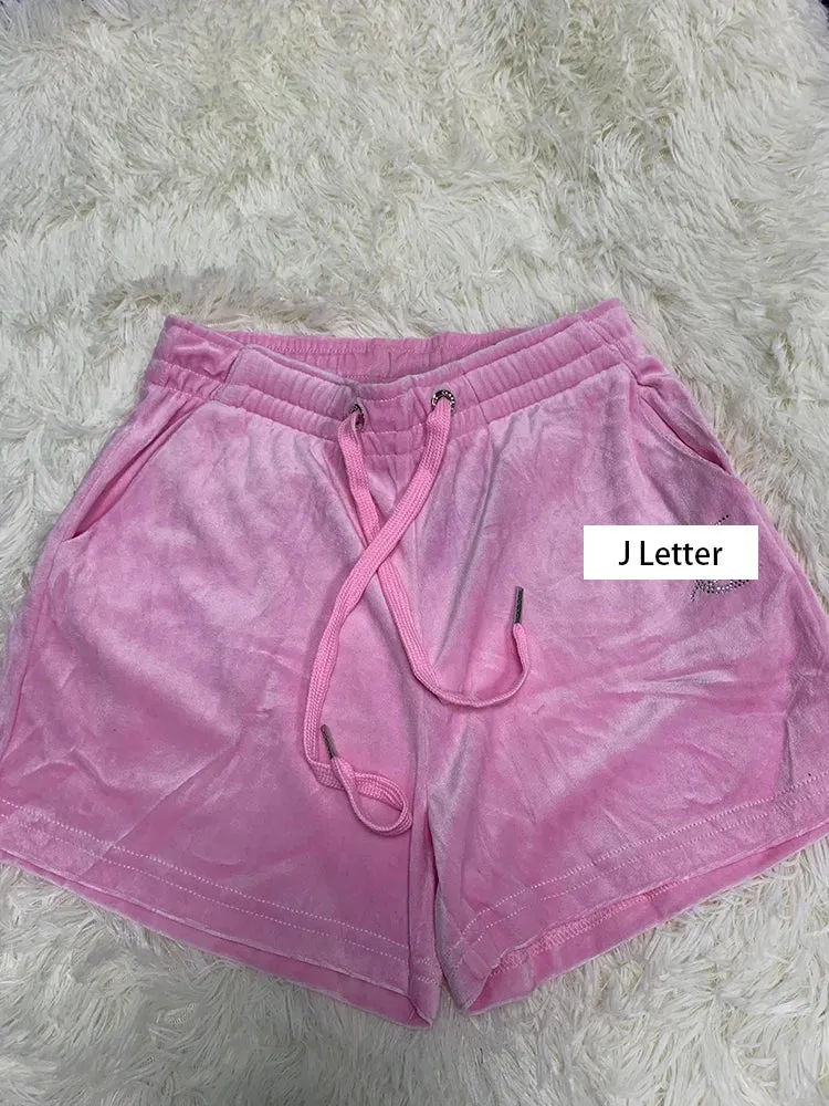 Velvet Sporty Shorts for Workout Fitness Tracksuit Sportwear