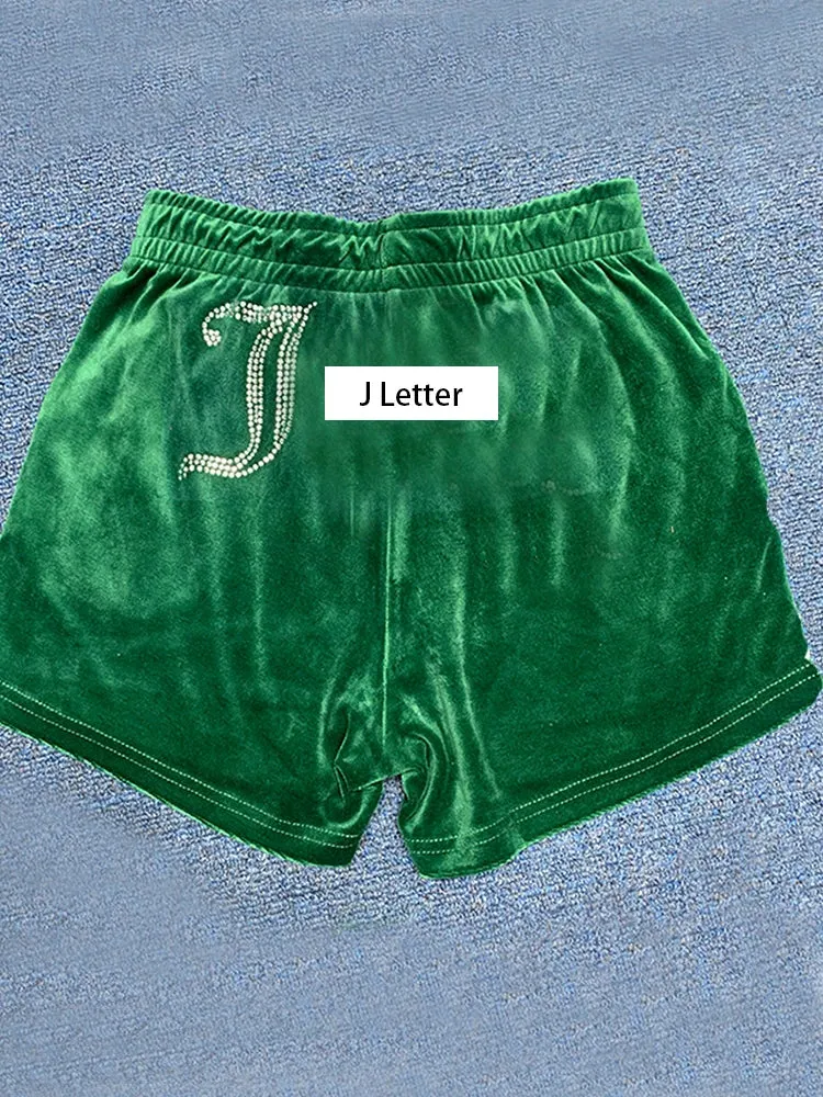 Velvet Sporty Shorts for Workout Fitness Tracksuit Sportwear