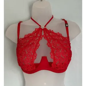 Victoria's Secret Dream Angels Bra 34DD Red Hearts Lace