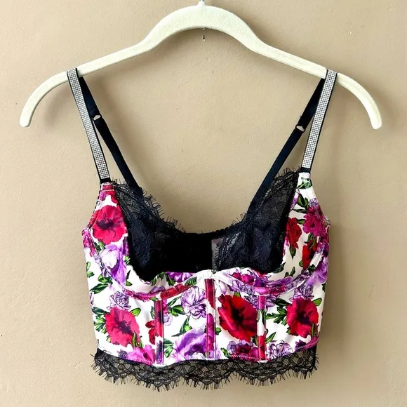Victoria’s Secret Very Sexy Floral Satin Shine Strap Quarter-Cup Corset Top 34B