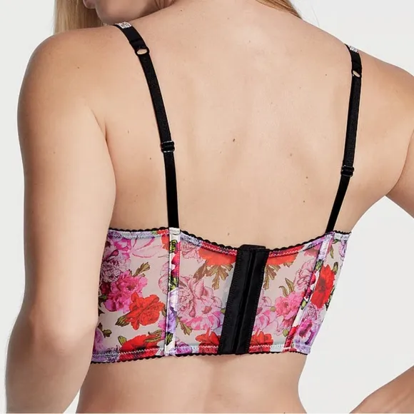 Victoria’s Secret Very Sexy Floral Satin Shine Strap Quarter-Cup Corset Top 34B