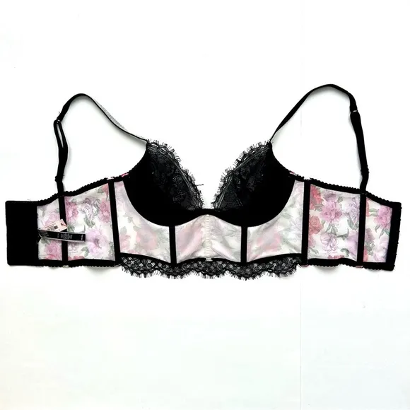 Victoria’s Secret Very Sexy Floral Satin Shine Strap Quarter-Cup Corset Top 34B
