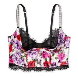 Victoria’s Secret Very Sexy Floral Satin Shine Strap Quarter-Cup Corset Top 34B