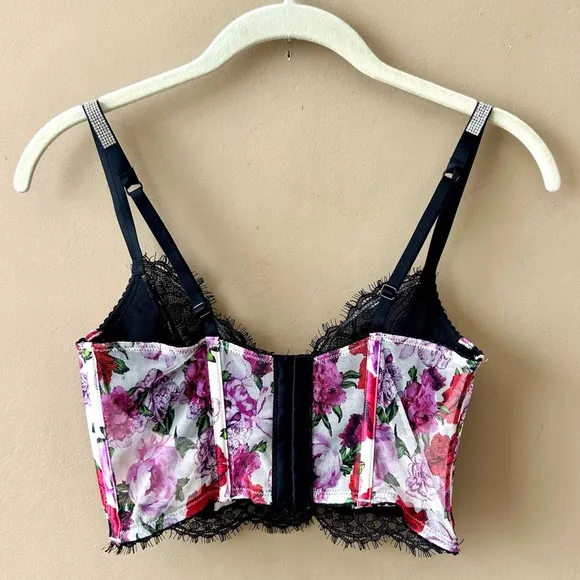 Victoria’s Secret Very Sexy Floral Satin Shine Strap Quarter-Cup Corset Top 34B