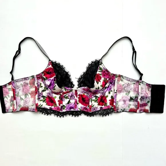 Victoria’s Secret Very Sexy Floral Satin Shine Strap Quarter-Cup Corset Top 34B