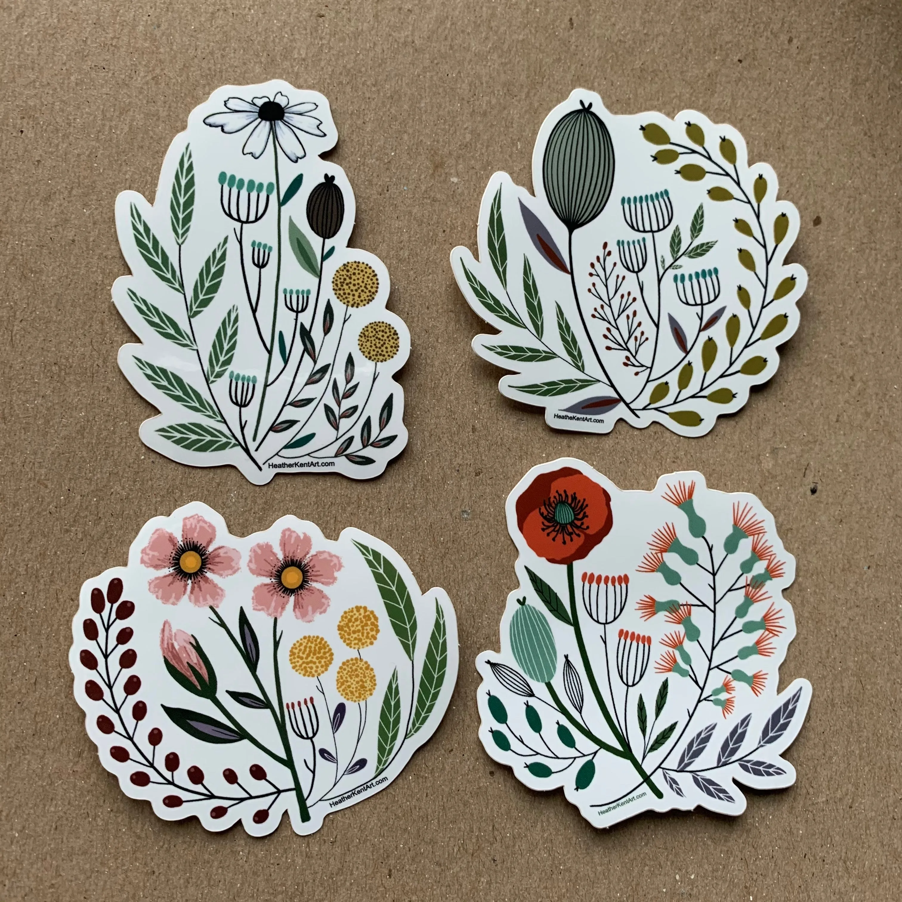 Vintage Florals, Pink Petals, Vinyl Sticker, 3 inch, FREE SHIPPING