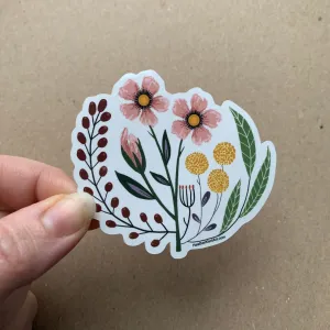 Vintage Florals, Pink Petals, Vinyl Sticker, 3 inch, FREE SHIPPING