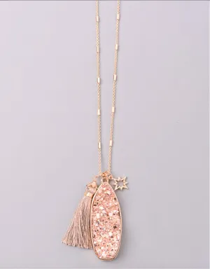 Vintage Snoot Starfire Druzy Necklace in Rose Gold