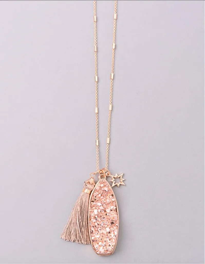 Vintage Snoot Starfire Druzy Necklace in Rose Gold