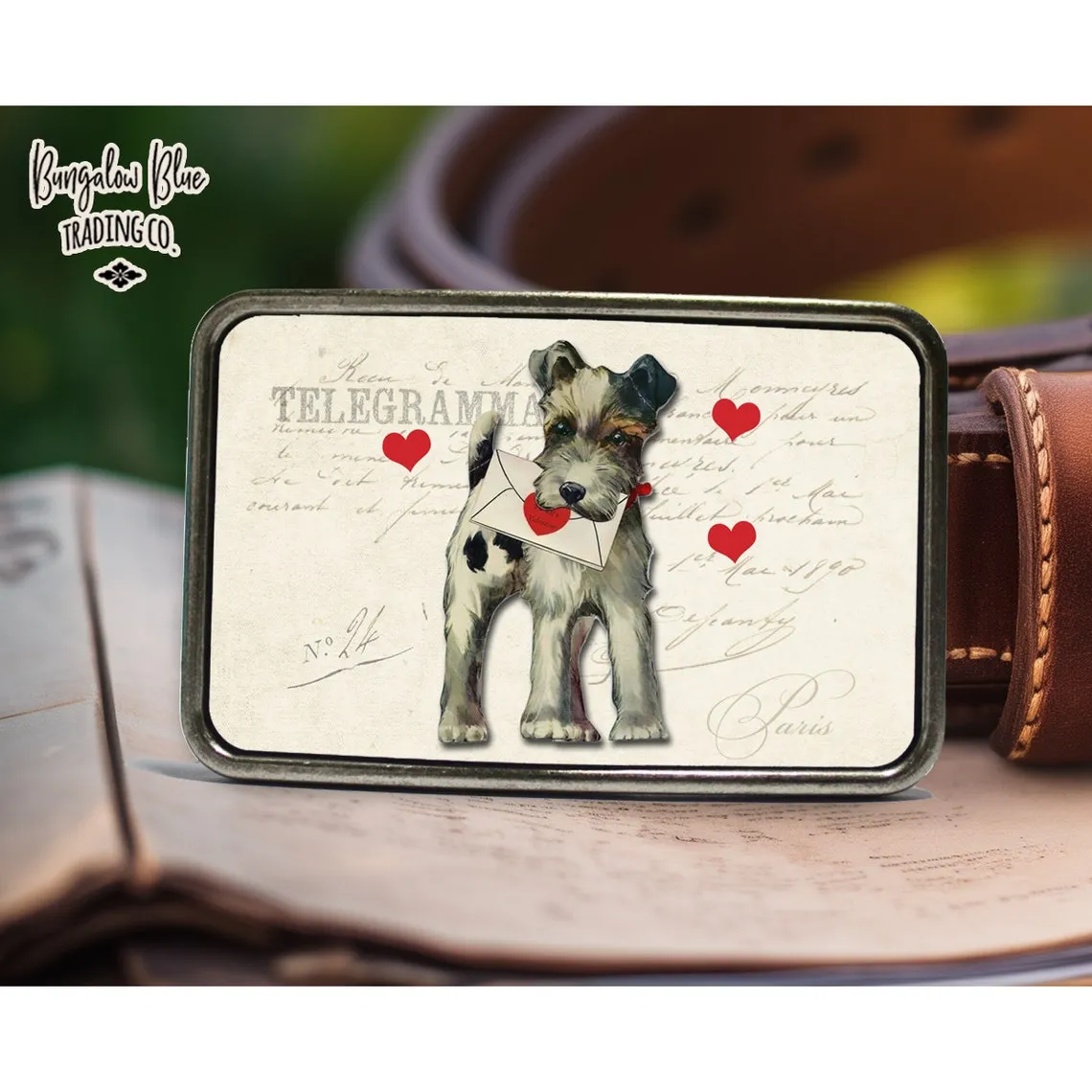 Vintage Valentine Dog Belt Buckle
