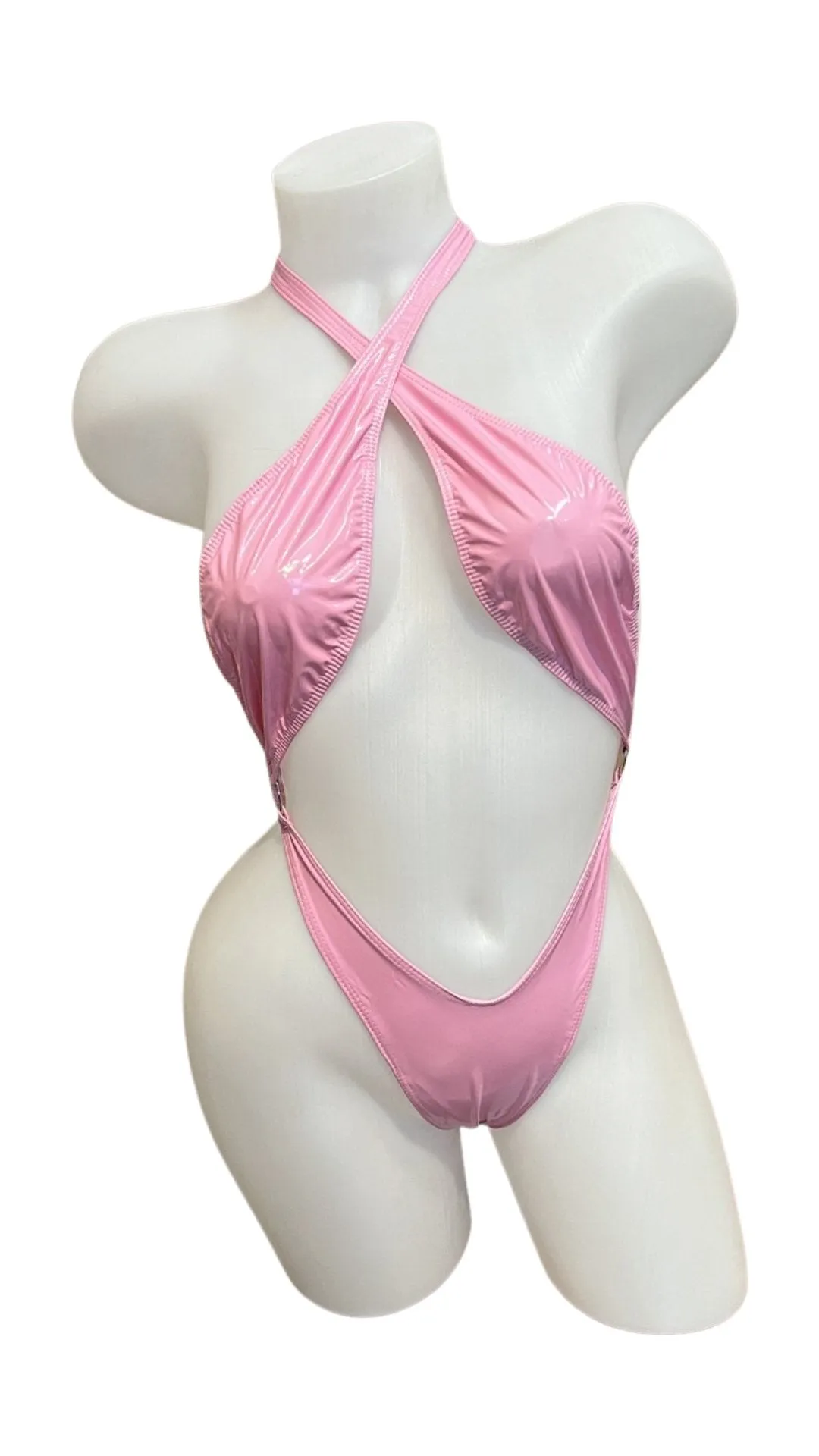 Vinyl Criss Cross Sling Shot - Baby Pink