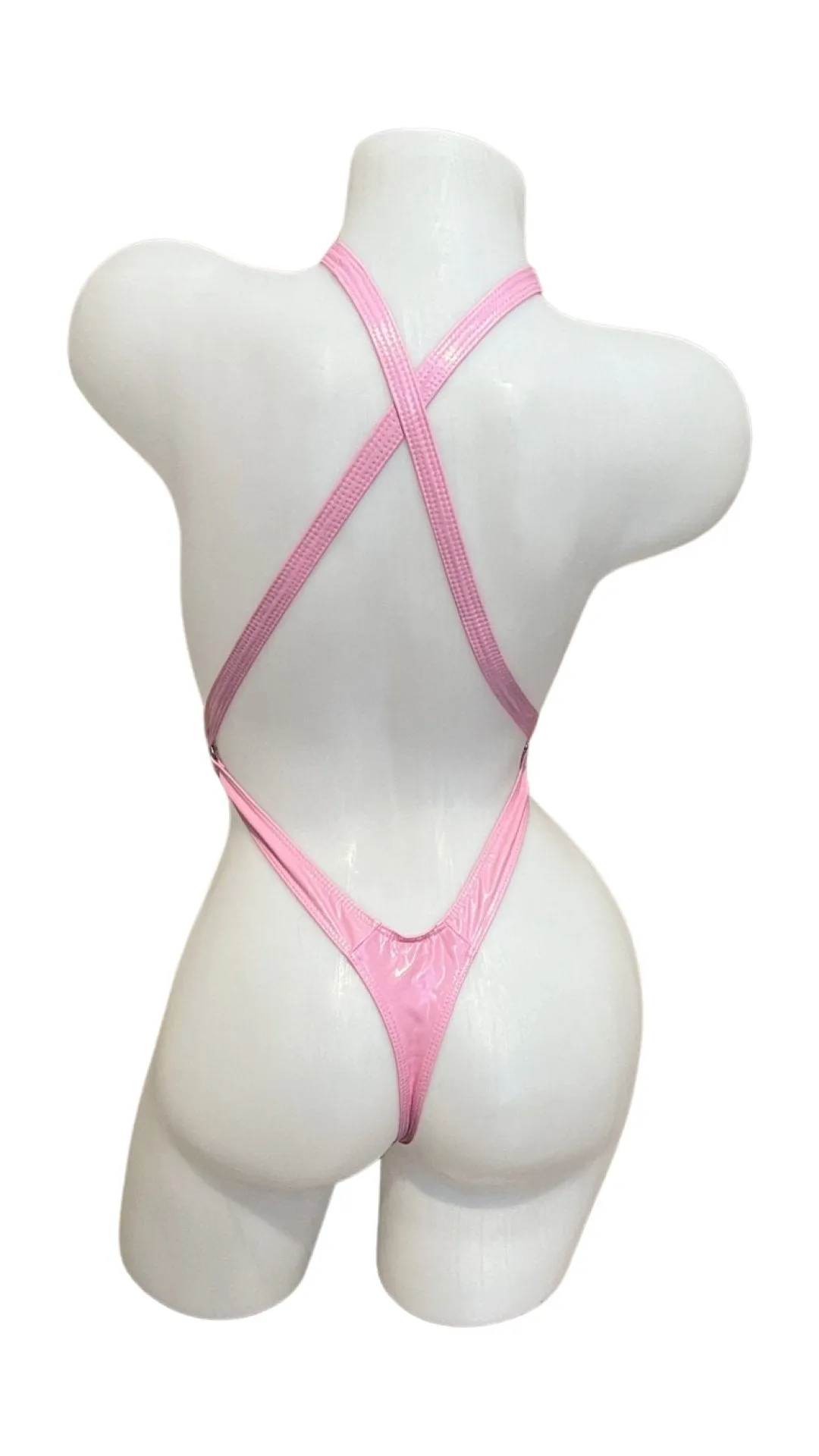 Vinyl Criss Cross Sling Shot - Baby Pink