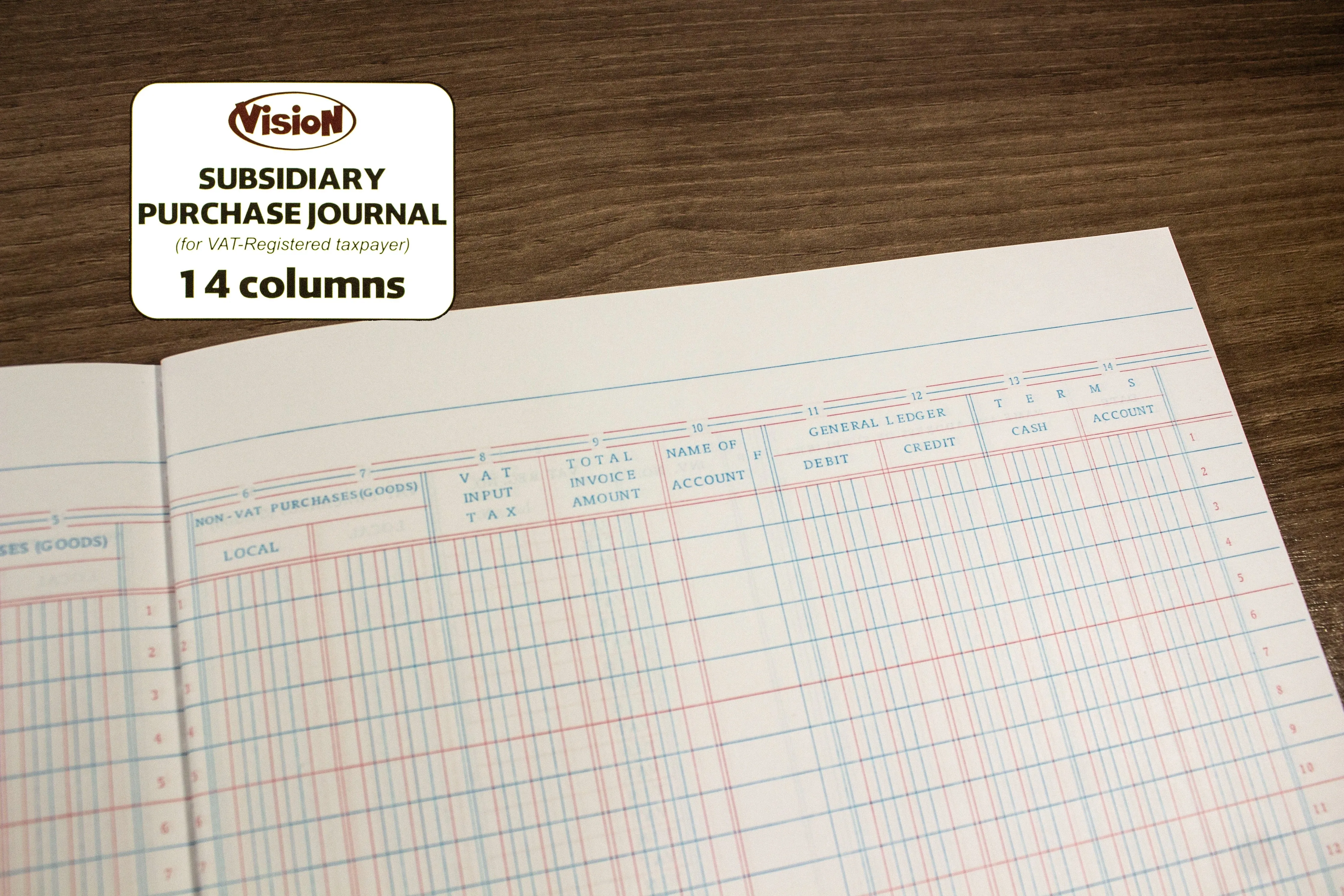 Vision Subsidiary Purchase Journal | 10pcs 14 Columns