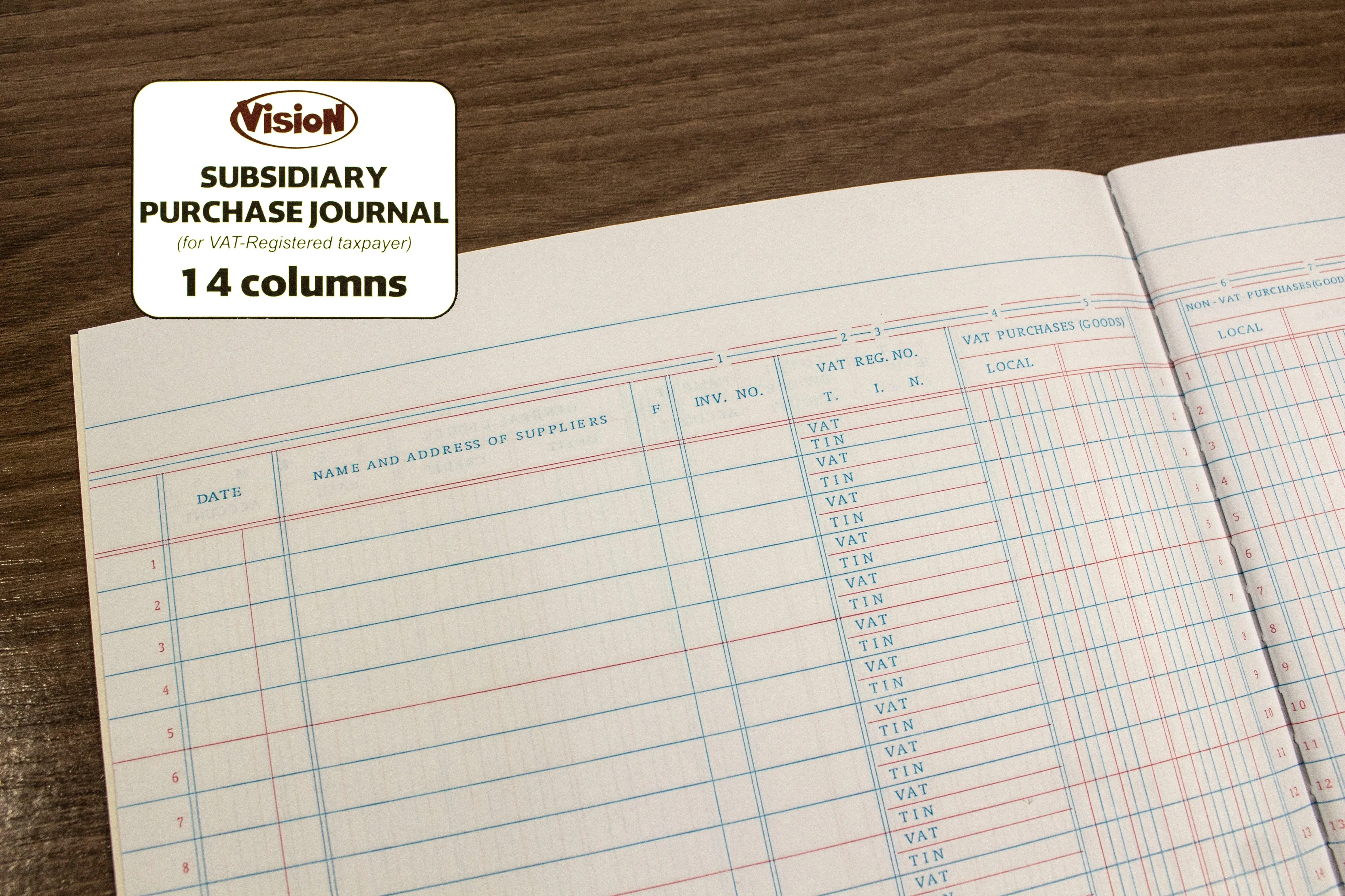Vision Subsidiary Purchase Journal | 10pcs 14 Columns