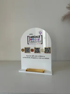 Wall Logo, 3 QR’s and Card Holder Arch