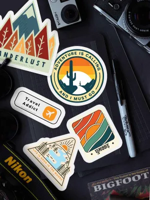 Wanderlust | Combo of 5 Bike/ Laptop/ Car Stickers