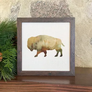 Watercolor Buffalo - Framed Sign