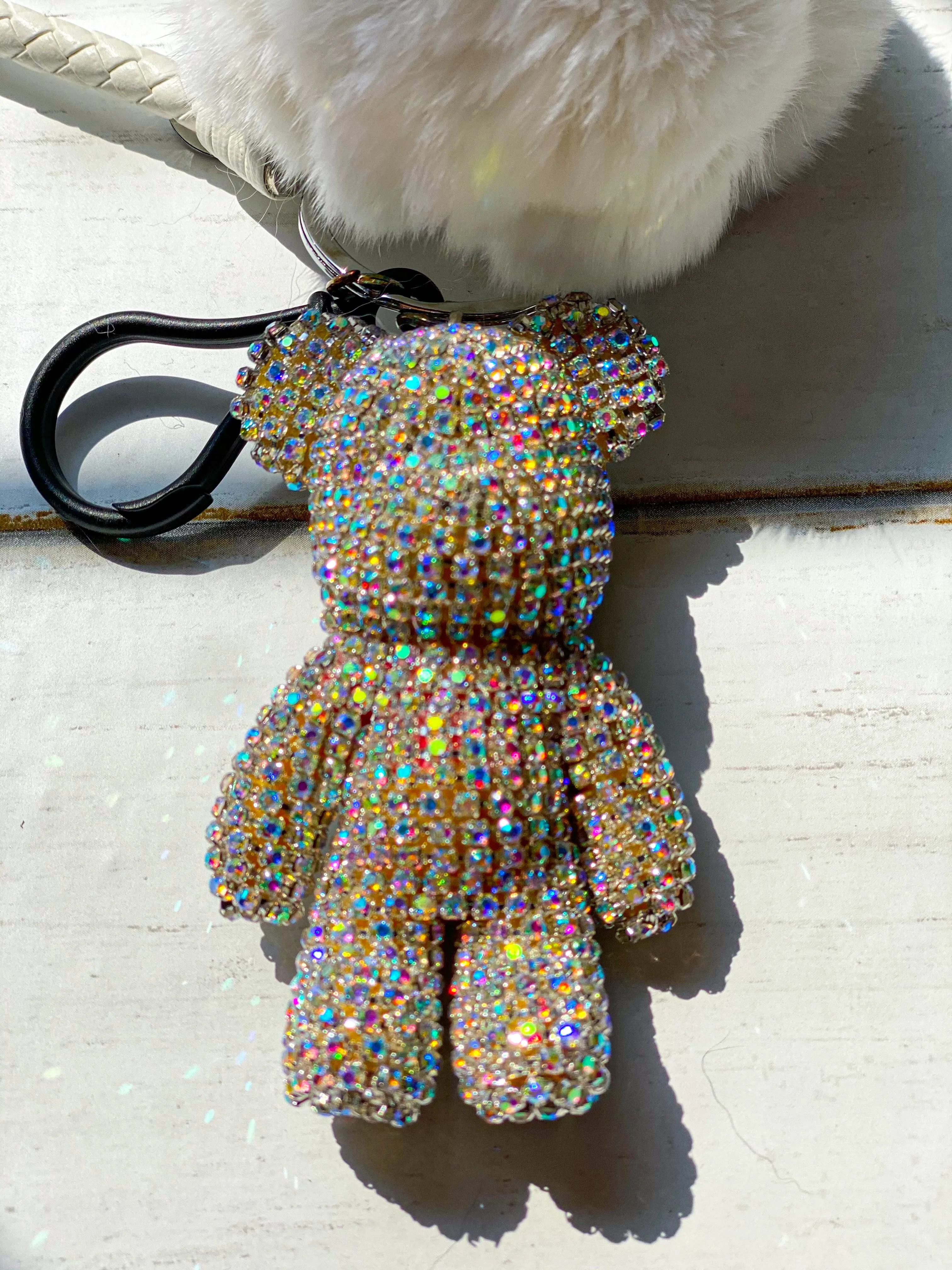 White Luxe Bear Keychain