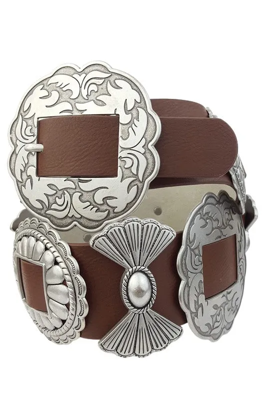 Wild West Cowgirl Brown Concho Belt