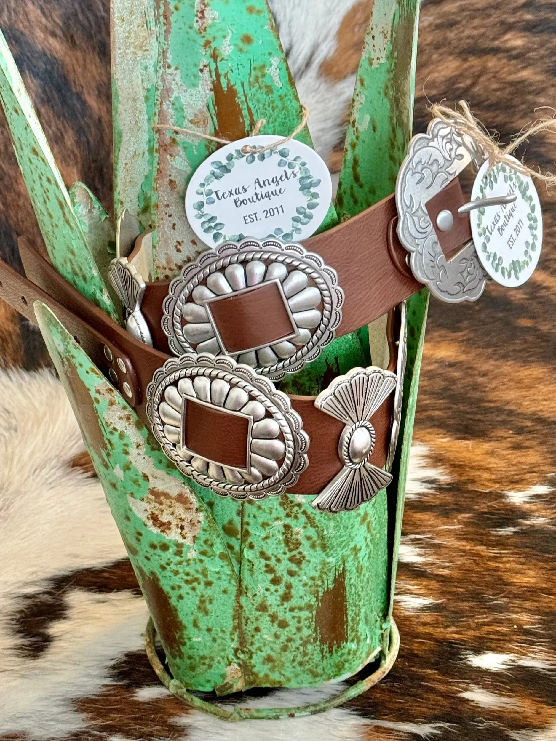 Wild West Cowgirl Brown Concho Belt