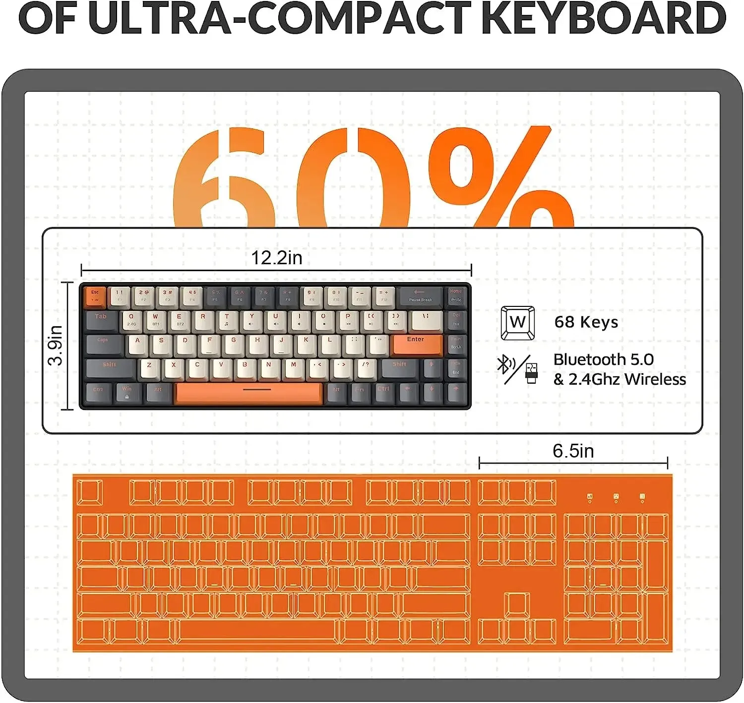 Wireless Mechanical Keyboard Bluetooth Dual Mode Hot-Swappable Mini