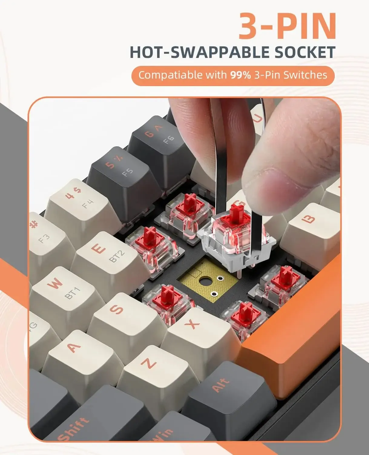 Wireless Mechanical Keyboard Bluetooth Dual Mode Hot-Swappable Mini