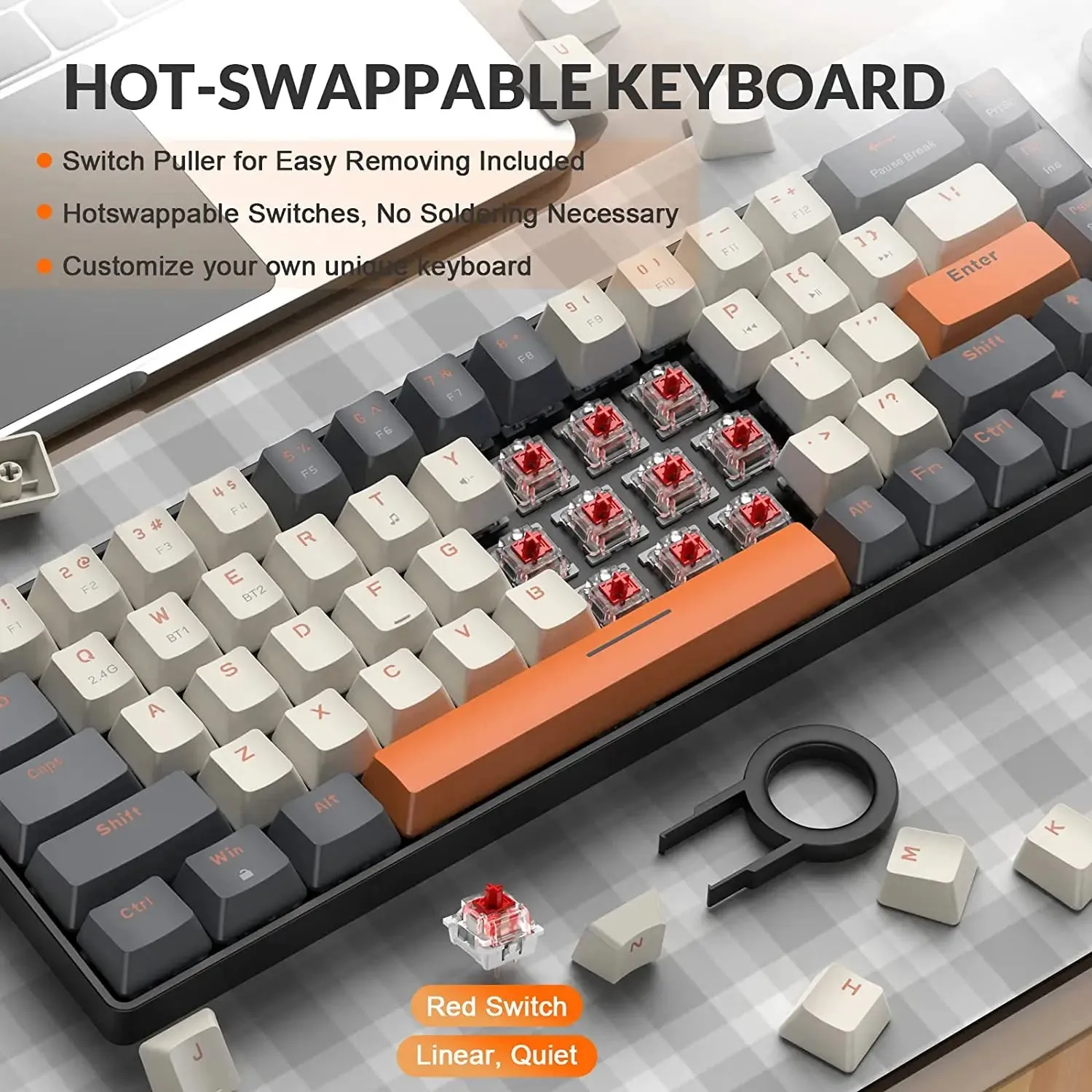 Wireless Mechanical Keyboard Bluetooth Dual Mode Hot-Swappable Mini