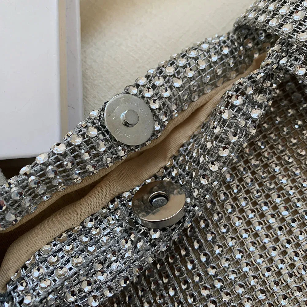 Women Fashion Sequin Bag Solid Color Rhinestone Shinny Clutch Bag Versatile Sparkly Evening Bags Female Evening Party Handbag