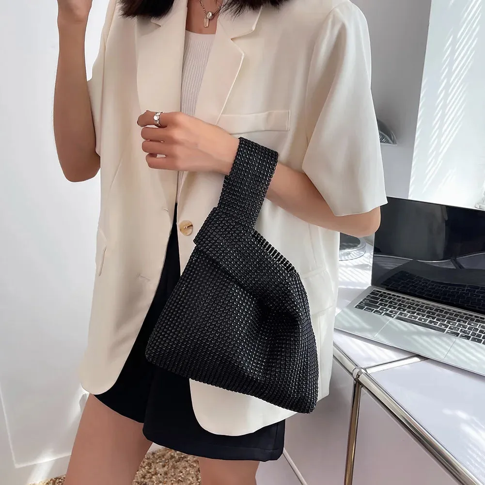 Women Fashion Sequin Bag Solid Color Rhinestone Shinny Clutch Bag Versatile Sparkly Evening Bags Female Evening Party Handbag