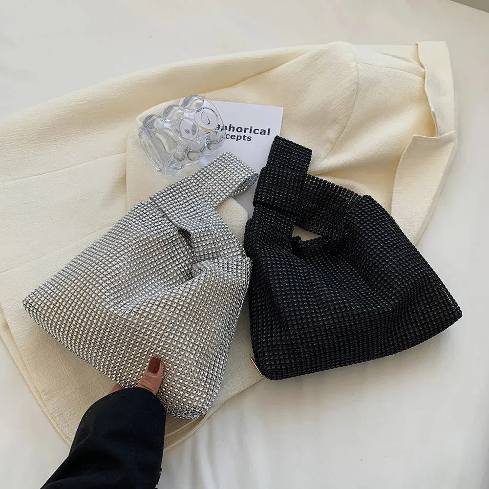 Women Fashion Sequin Bag Solid Color Rhinestone Shinny Clutch Bag Versatile Sparkly Evening Bags Female Evening Party Handbag