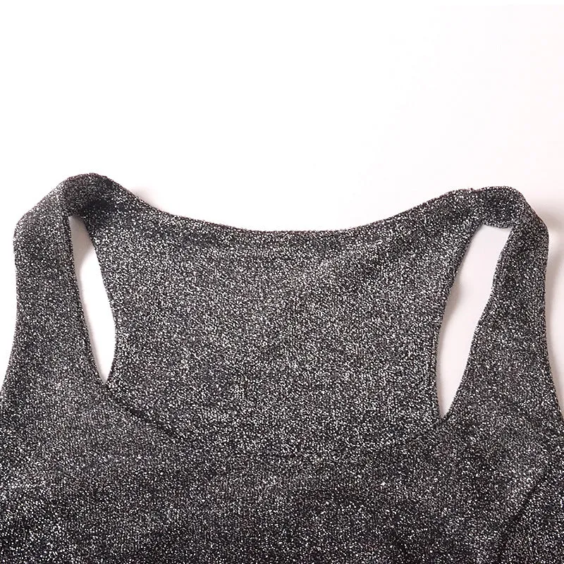 Women Sexy Sling Silver Dress
