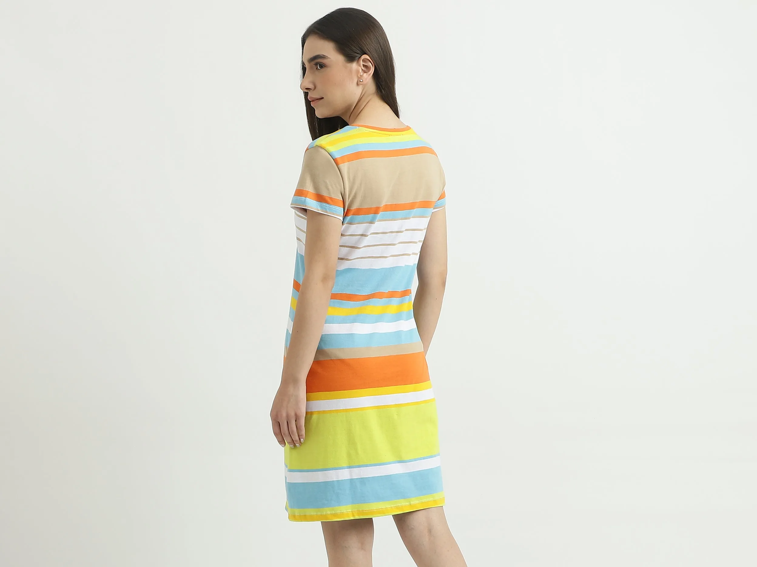 Women Striped Round Neck Dress