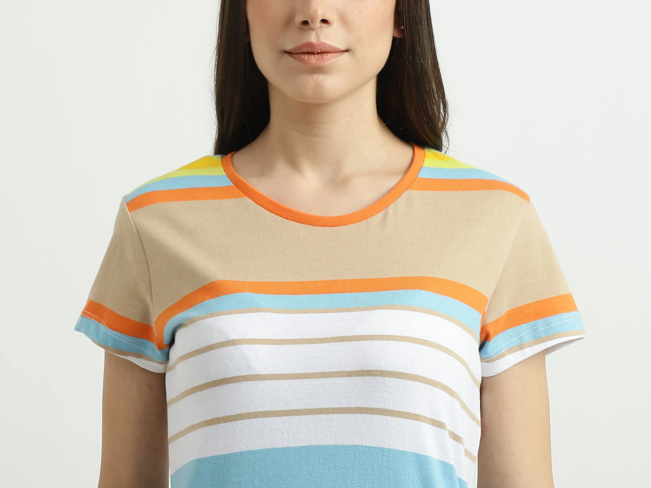 Women Striped Round Neck Dress