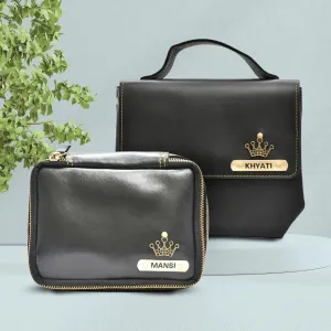 Women's Combo : Mini Makeup Kit & Sling bag (Black)