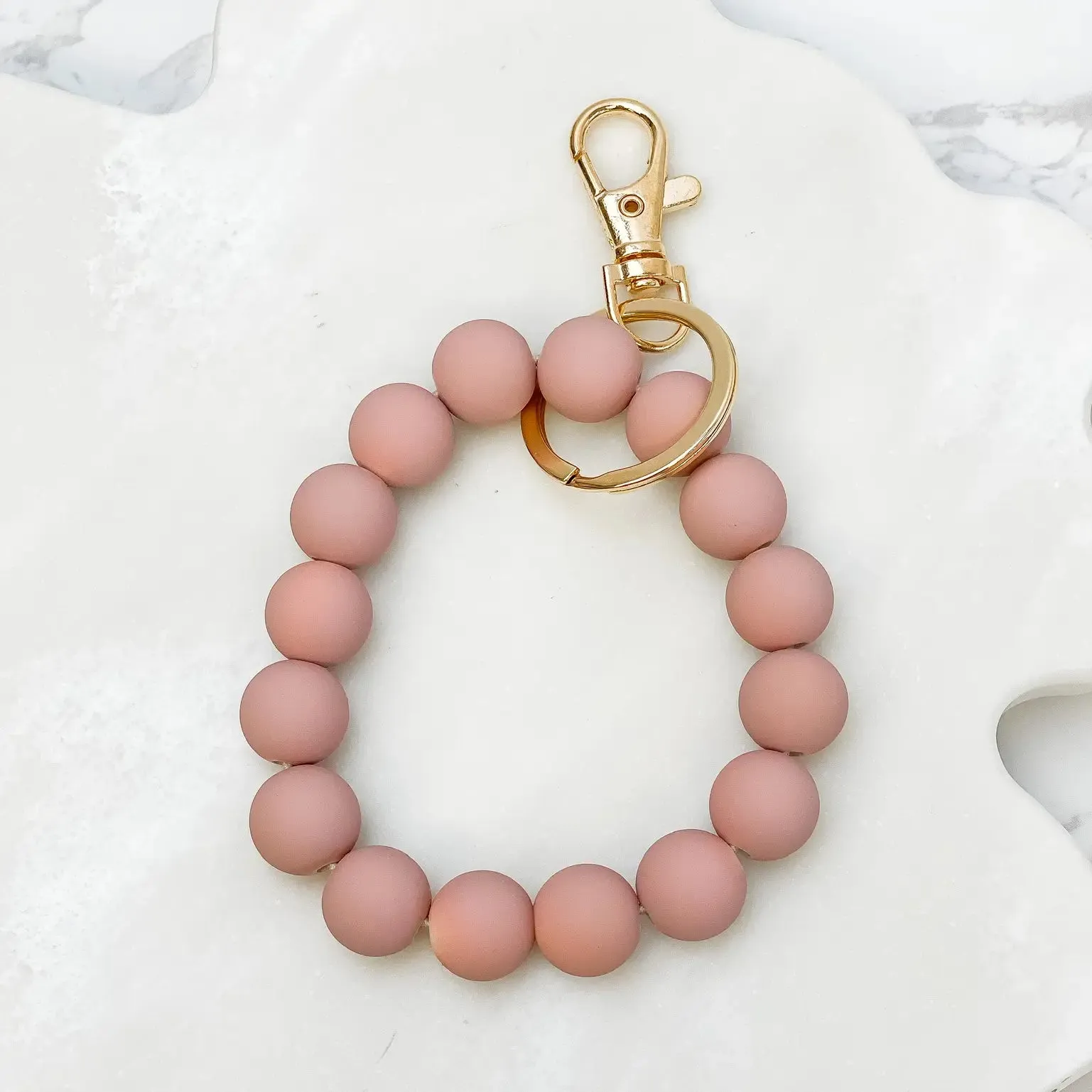 Wood Beaded Wristlet Keychain