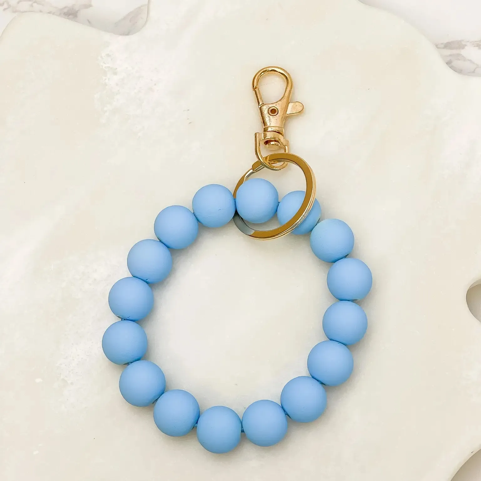 Wood Beaded Wristlet Keychain