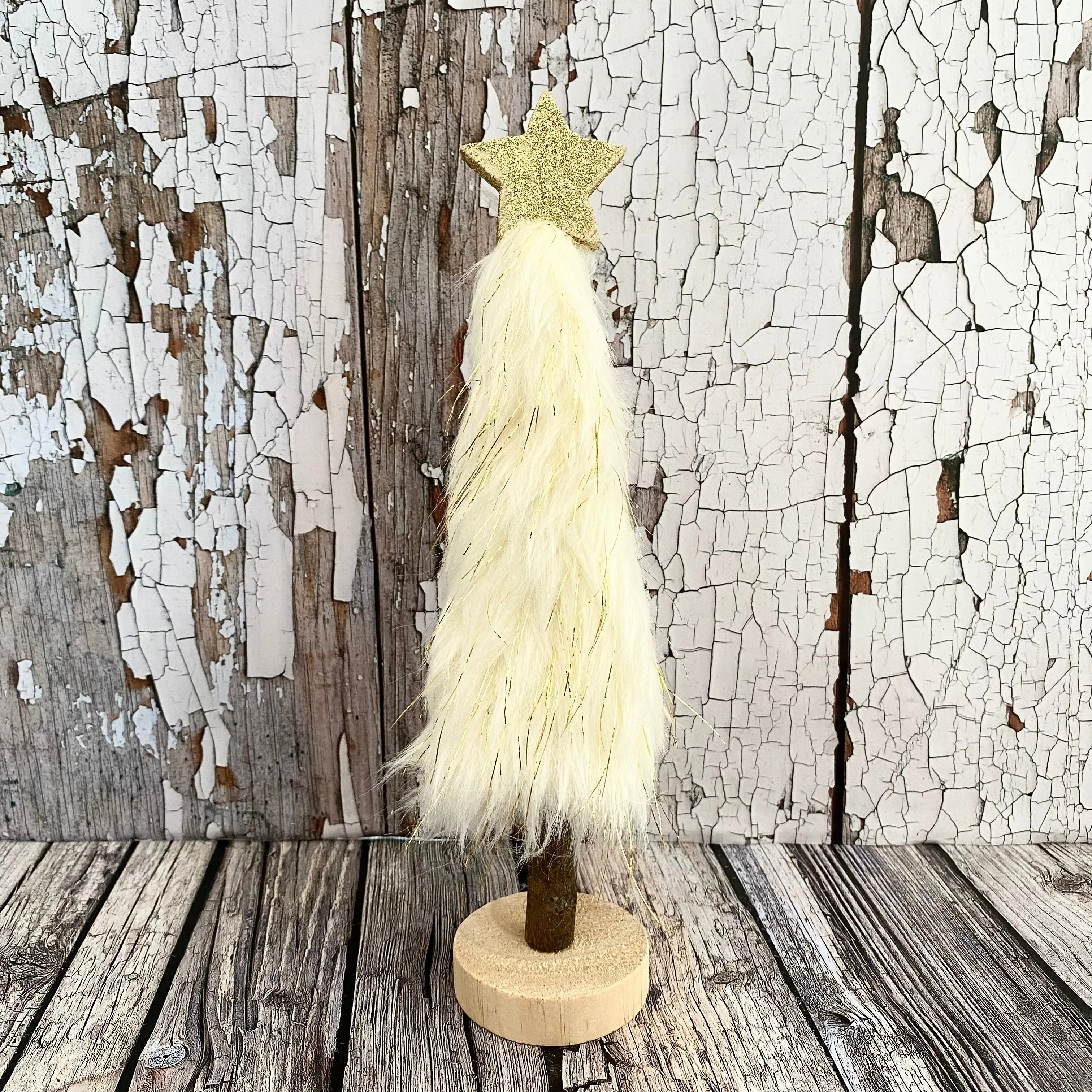 Wooden Tree with Fur and Star