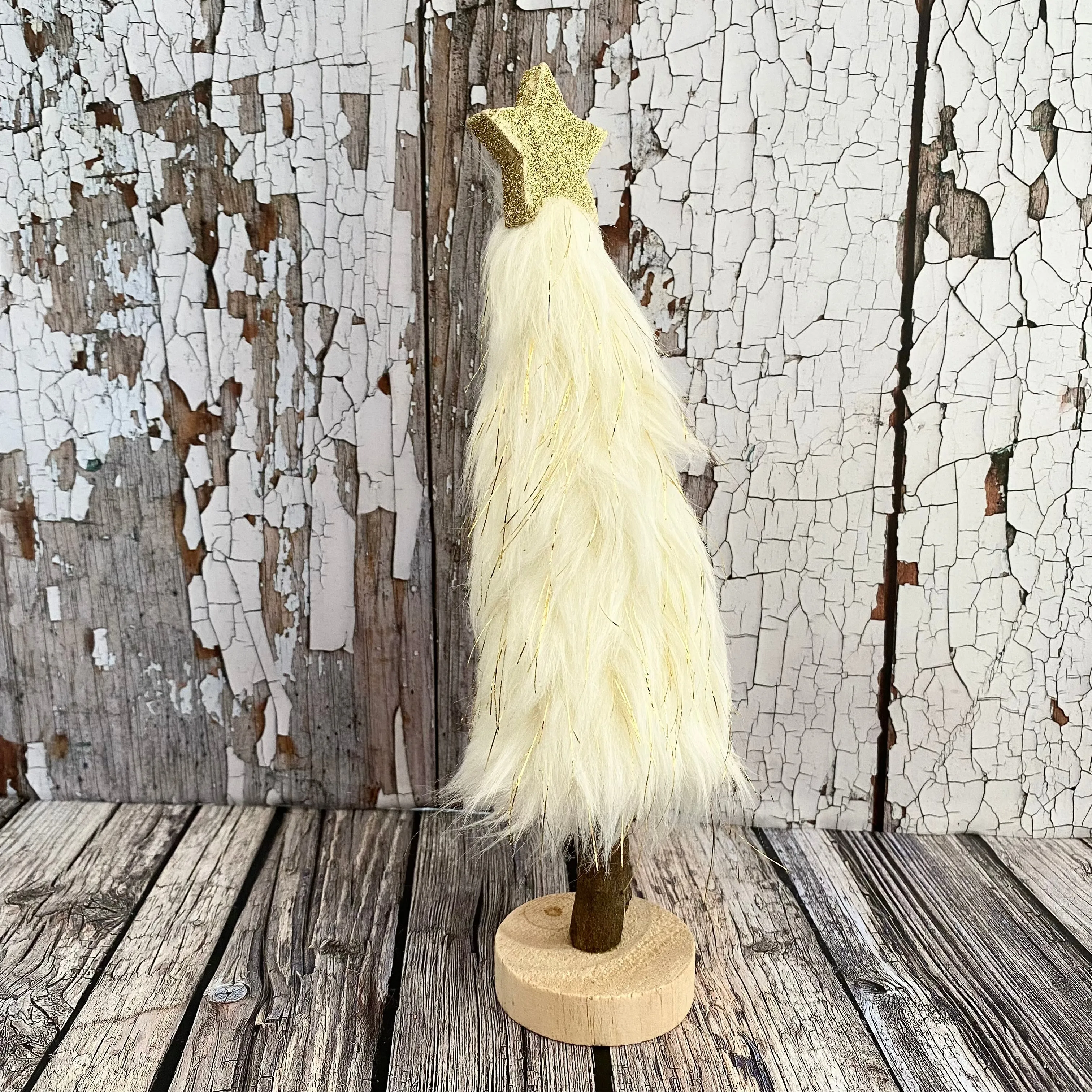 Wooden Tree with Fur and Star