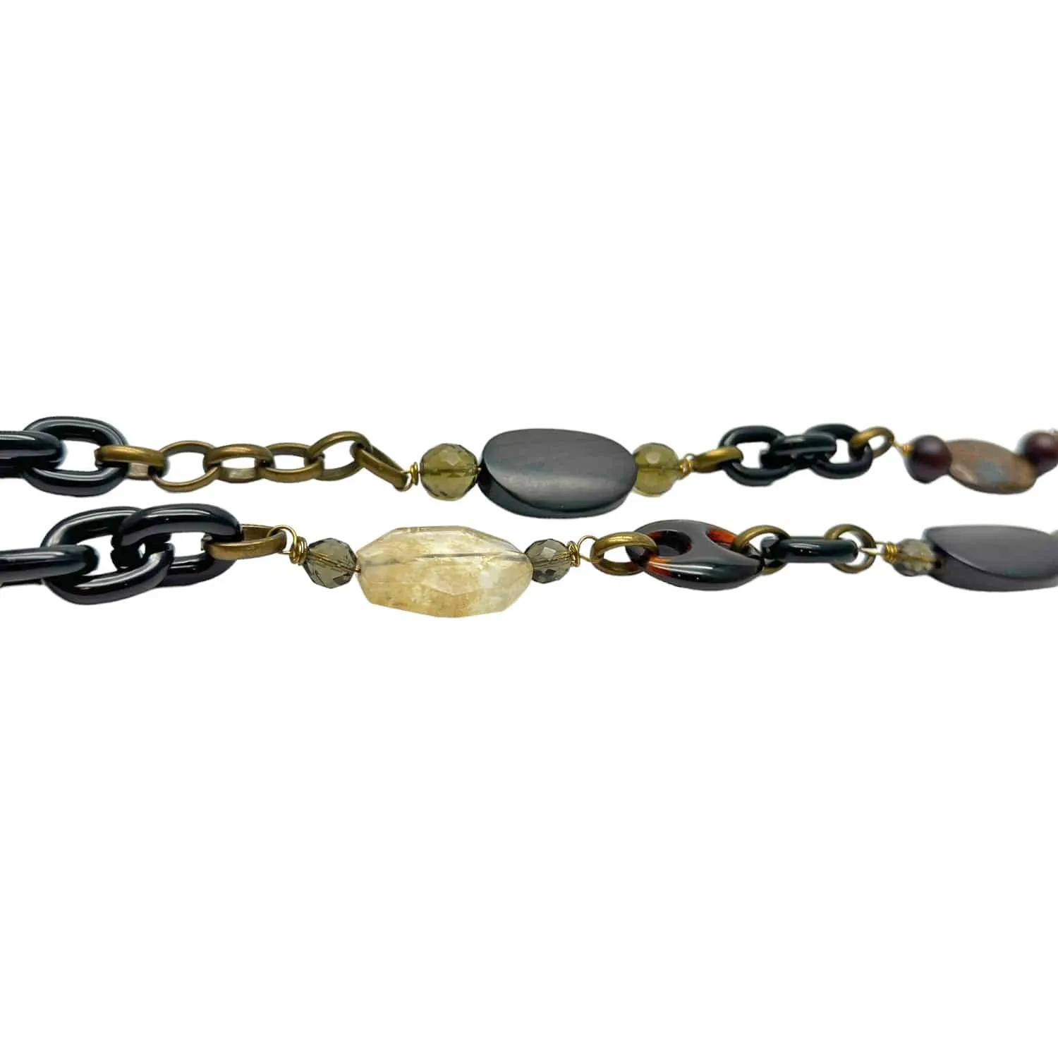 WORTH Acrylic, Wood & Stone Chain Link Belt - Brown