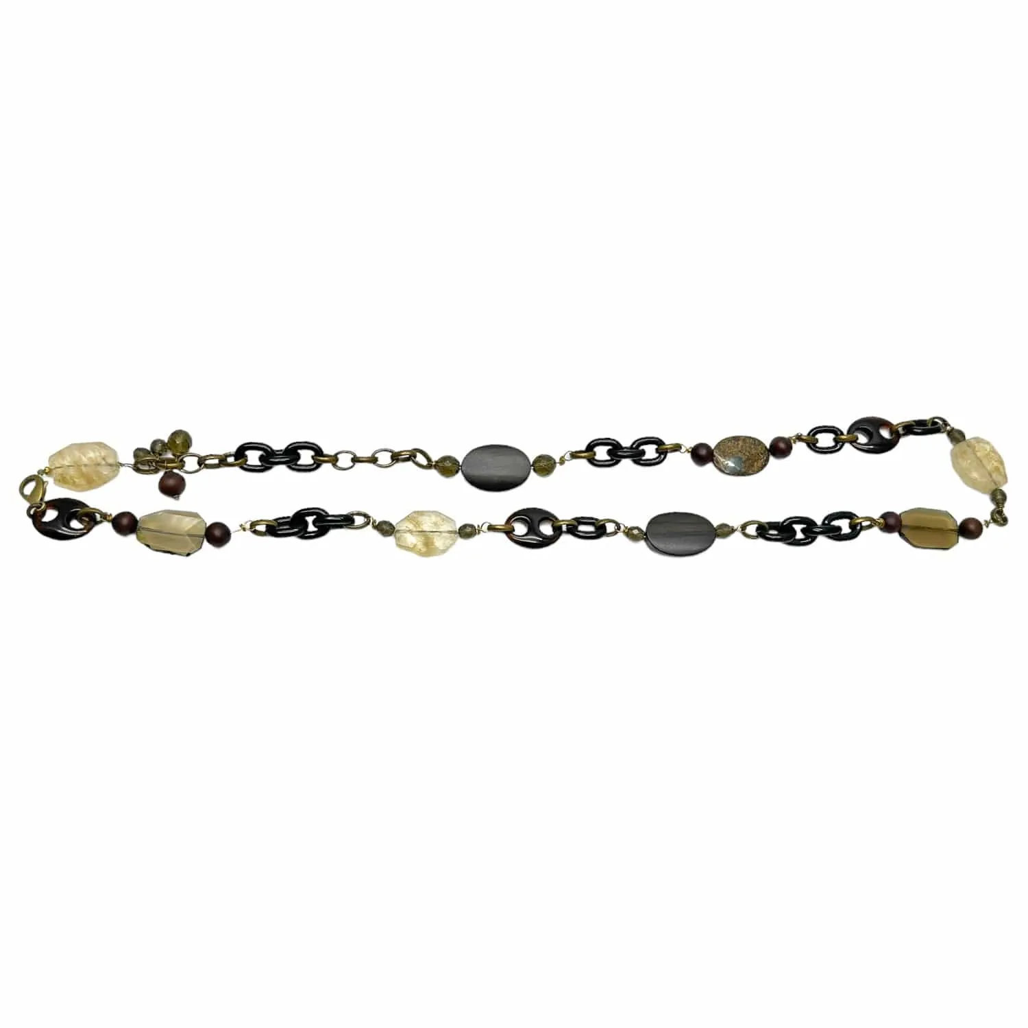WORTH Acrylic, Wood & Stone Chain Link Belt - Brown