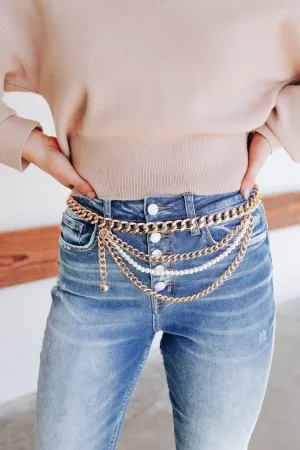 Worth It Pearl & Chain Layered Belt