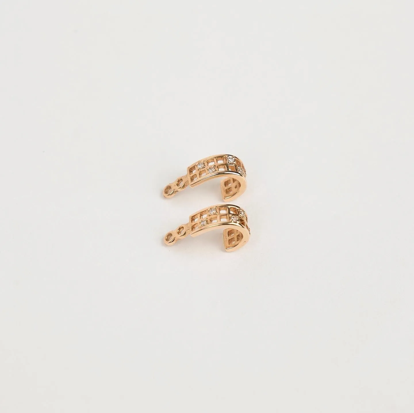 WOVEN OPEN DIAMOND STUD AND JACKET EARRINGS