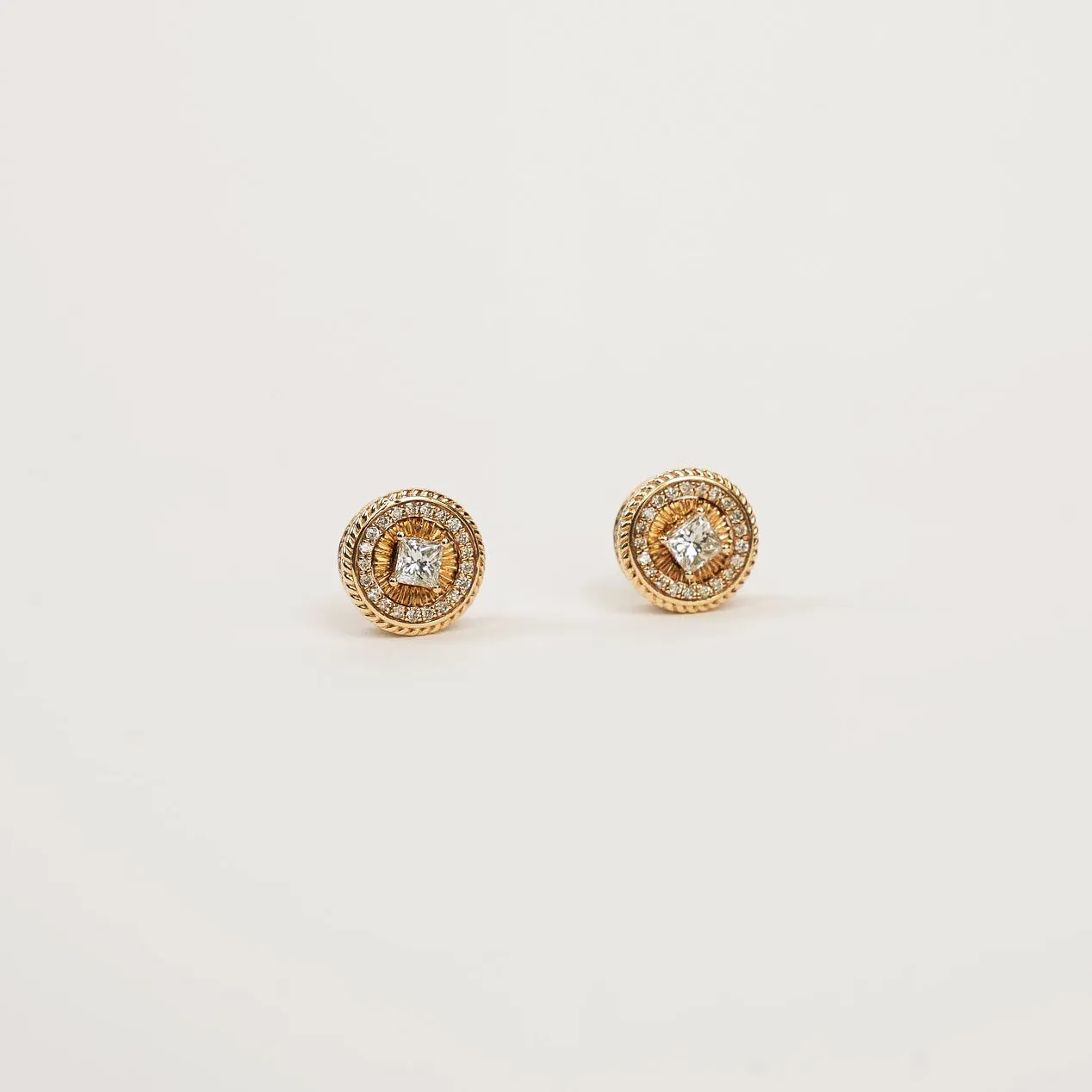 WOVEN OPEN DIAMOND STUD AND JACKET EARRINGS