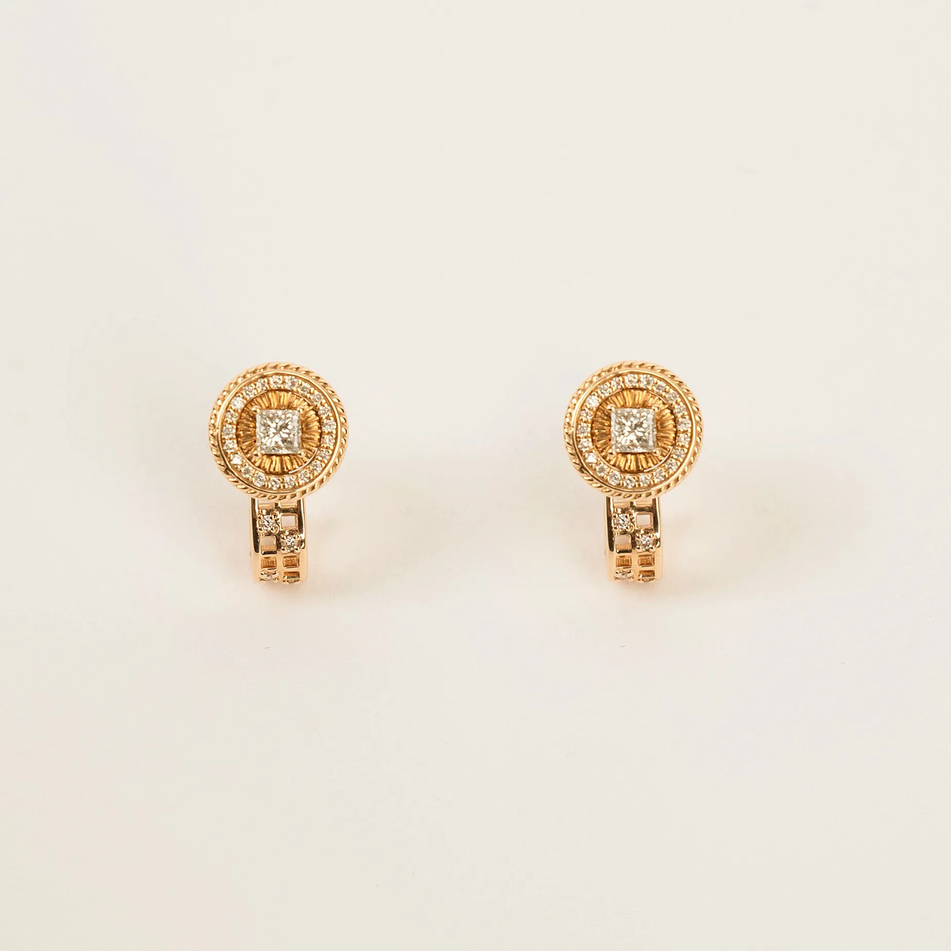 WOVEN OPEN DIAMOND STUD AND JACKET EARRINGS