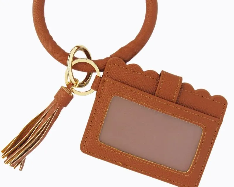 Wristlet Keychain & Wallet - Brown