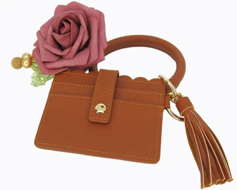 Wristlet Keychain & Wallet - Brown