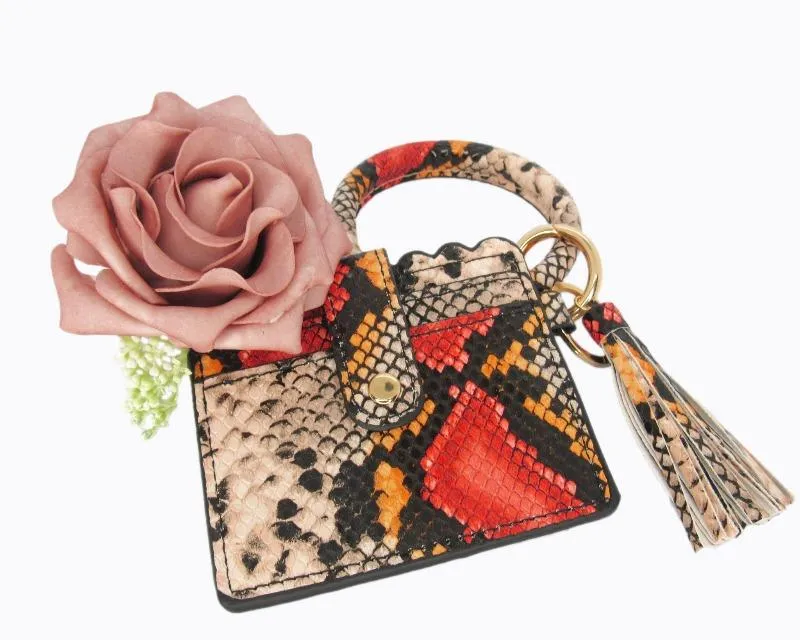 Wristlet Keychain & Wallet - Multi Snakeskin