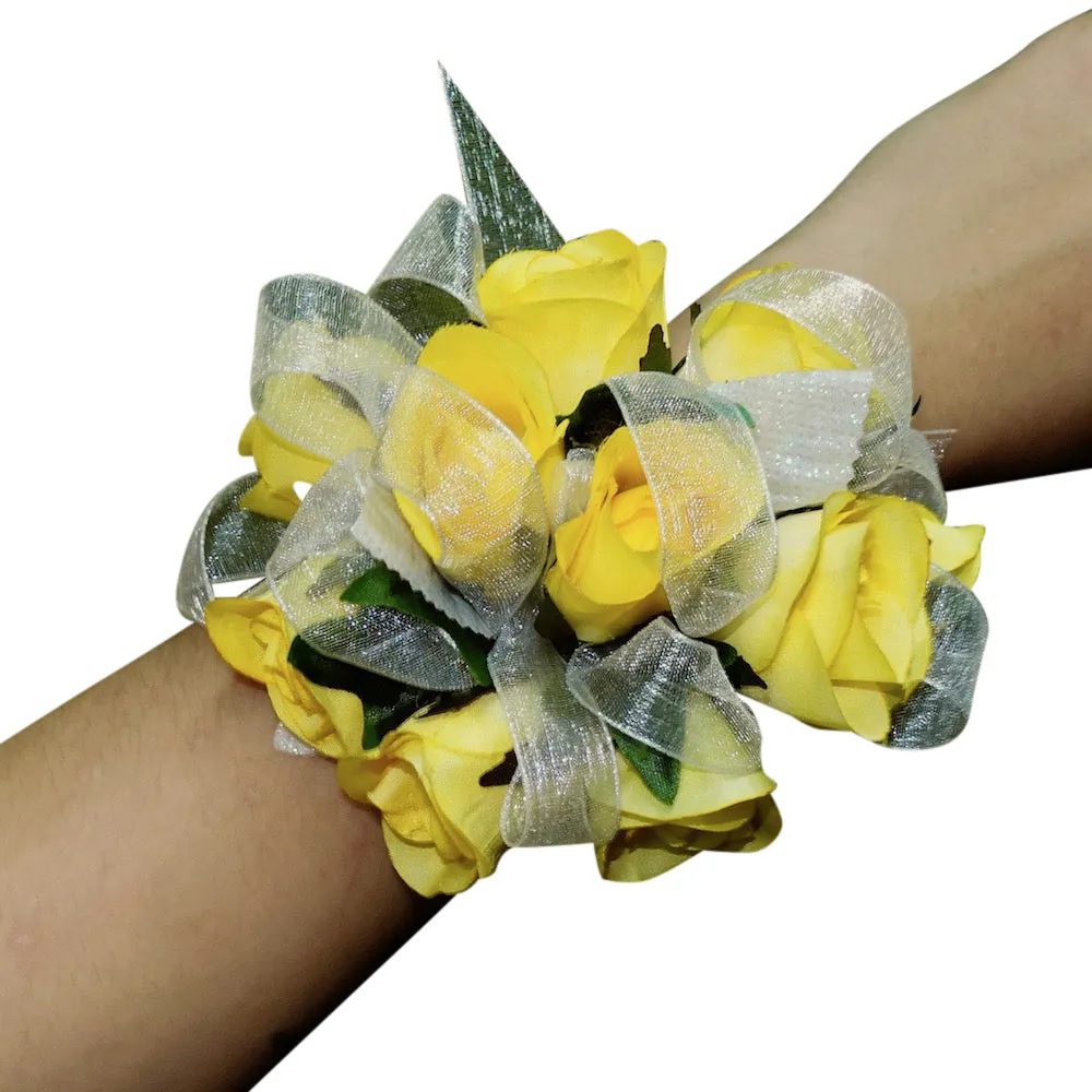 Yellow Silk Rose Corsage